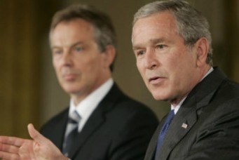 Prime Minister Tony Blair and President George W. Bush, the White House, Washington, D.C., July 28, 2006. Paul Morse/Wikicommons