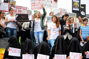 Protest against abduction of Yazidi women and girls by Islamic State group, Brussels, Sept. 8, 2014. Dursun Aydemir/ Anadolu Agency