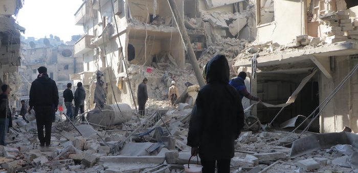 Aftermath of Syrian airstrikes, Aleppo, Dec. 4, 2016. Ibrahim Ebu Leys/Anadolu Images