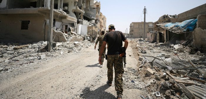 Fighters from Syrian Democratic Force (SDF) in Raqqa, Syria, July 28, 2017. Rodi Said/Reuters